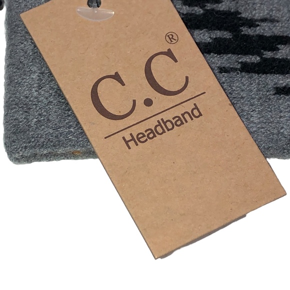 LIGHT GREY Southwestern Aztec Print Winter Ear Warmers Knit Headbands HeadWrap - Picture 7 of 8